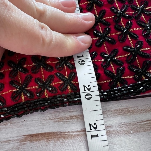 EUC Vintage Sténay 100% Silk Beaded Jacket in Red and Black size M - Picture 12 of 14